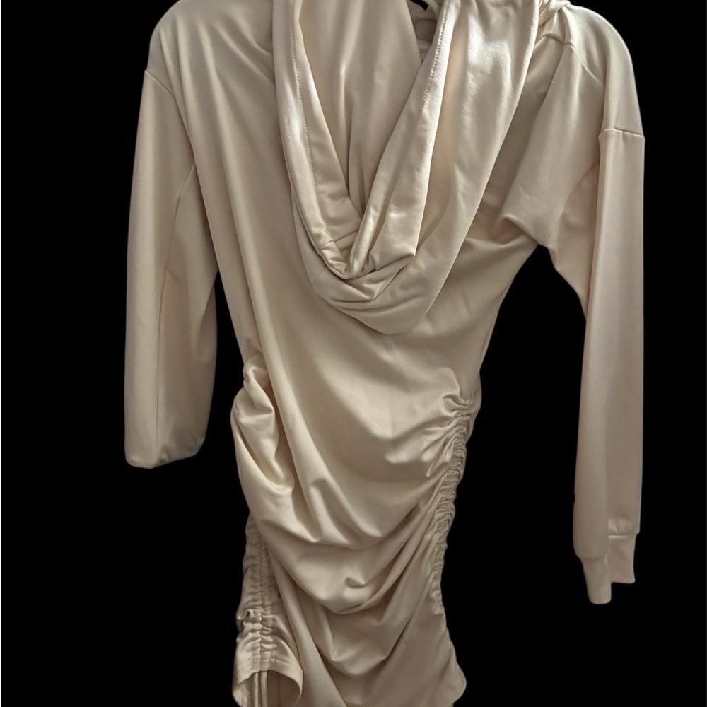 Elegant Cream Ruched Dress - Picture 2 of 2